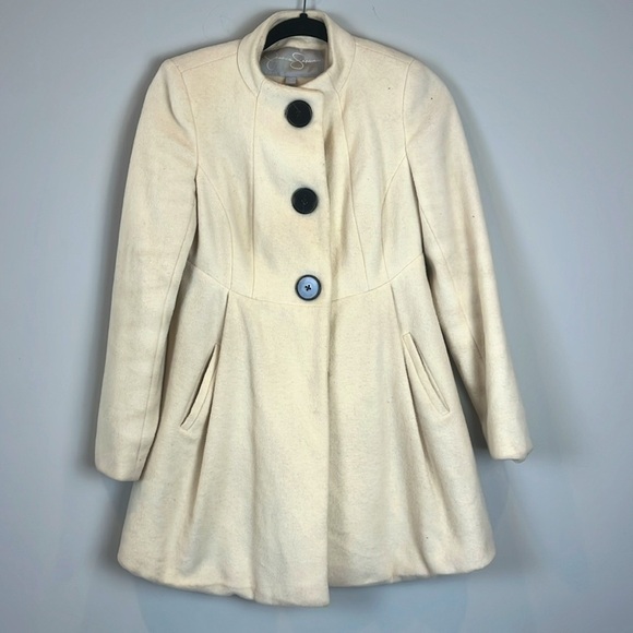 Jessica Simpson Women's Size XS Cream Color Wool Blend Winter Pea Coat - Picture 1 of 9